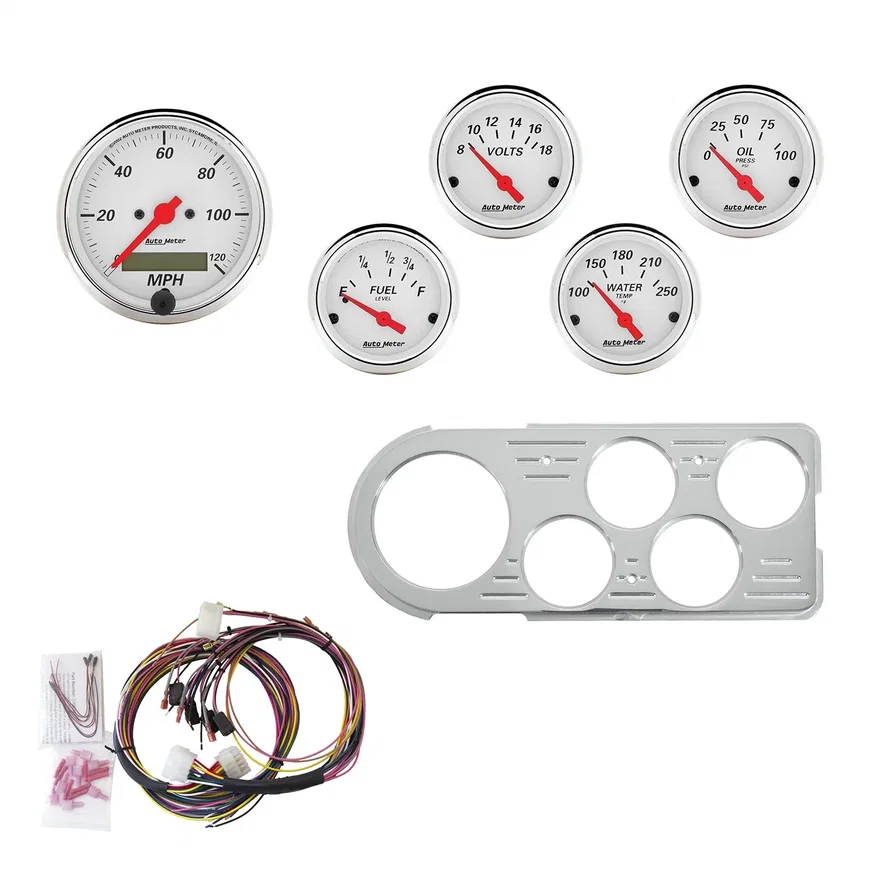AutoMeter 7046-AW, DIRECT FIT DASH KIT; FORD TRUCK 48-50; MPH/FUEL/OILP/WTMP/BAT; AW