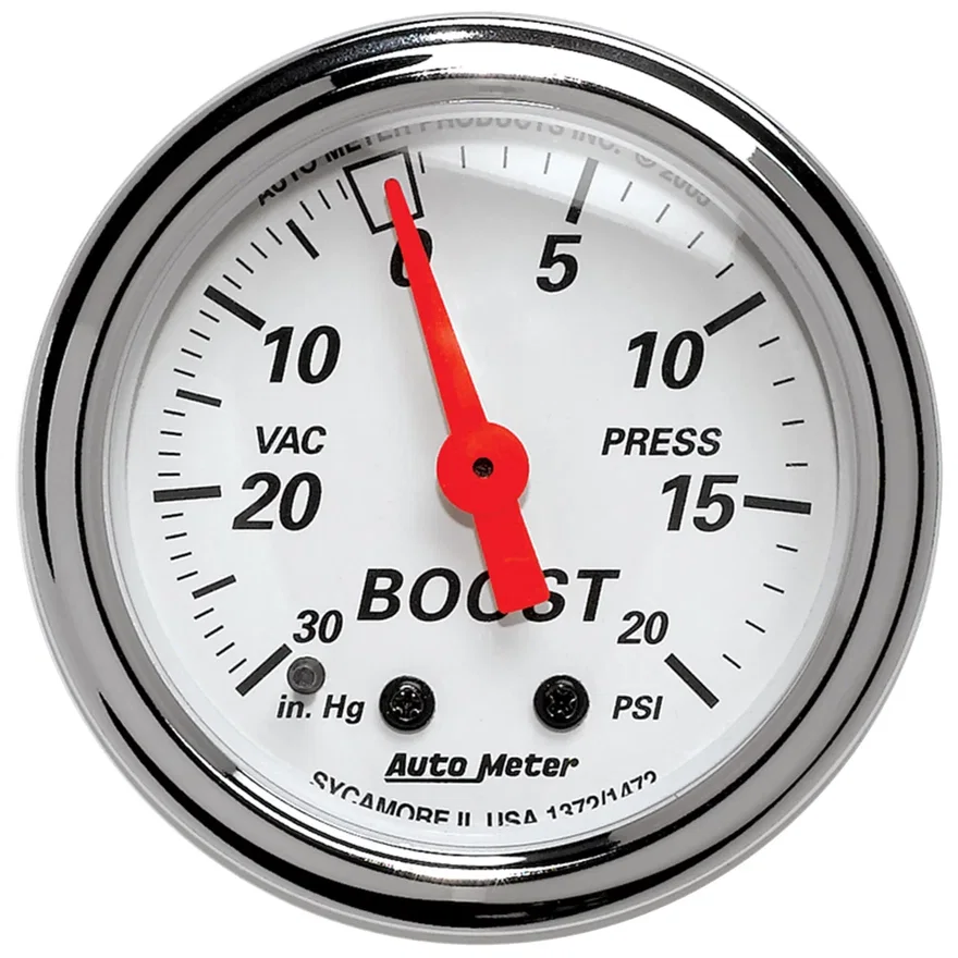 AutoMeter 1372, GAUGE; VAC/BOOST; 2 1/16in.; 30INHG-20PSI; MECHANICAL; ARCTIC WHITE