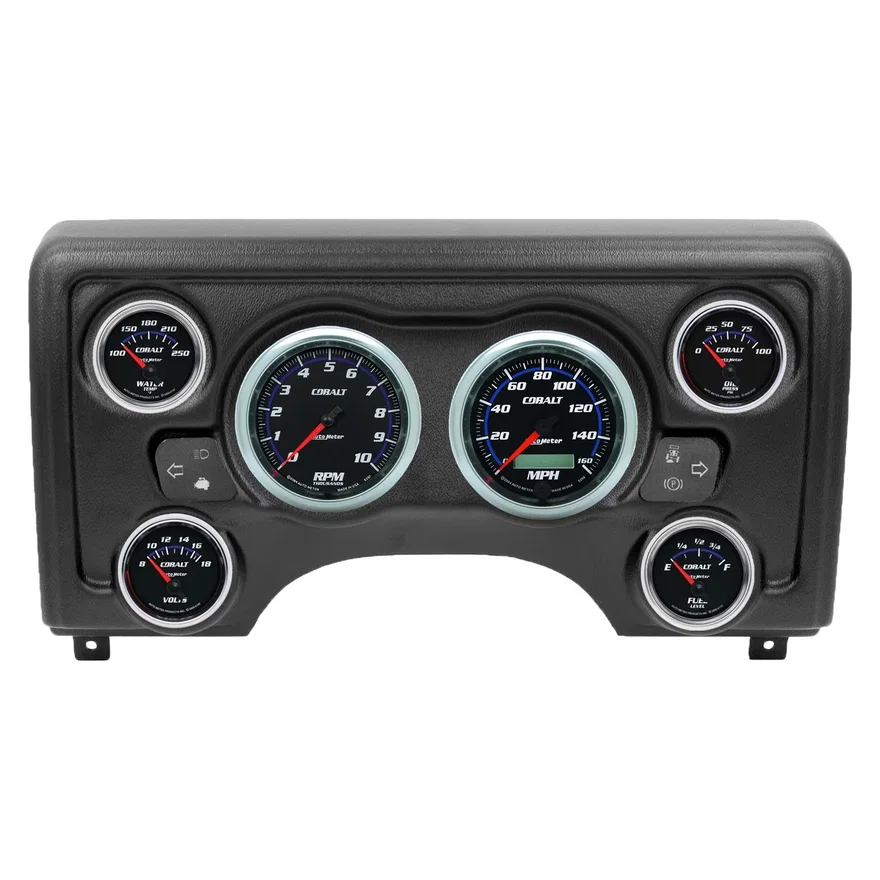 DIRECT FIT DASH KIT; (3 3/8in. X2; 2 1/16in. X4) COBALT for 1997-2006 Jeep TJ and Wrangler