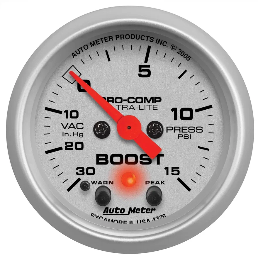 AutoMeter 4376, GAUGE; VAC/BOOST; 2 1/16in.; 30INHG-15PSI; STEPPER MOTOR W/PEAK/WARN; ULTRA-LITE