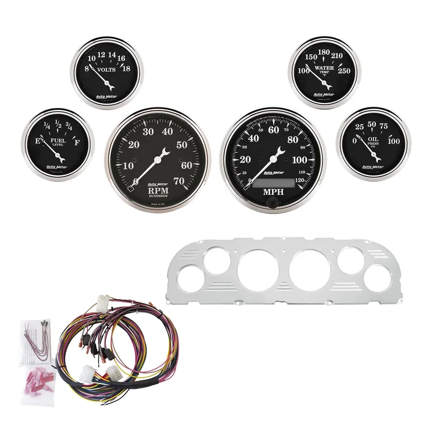 AutoMeter 7047-OTB, DIRECT FIT DASH KIT; CHEVY TRUCK 60-63; TACH/MPH/FUEL/OILP/WTMP/VOLT; OTB