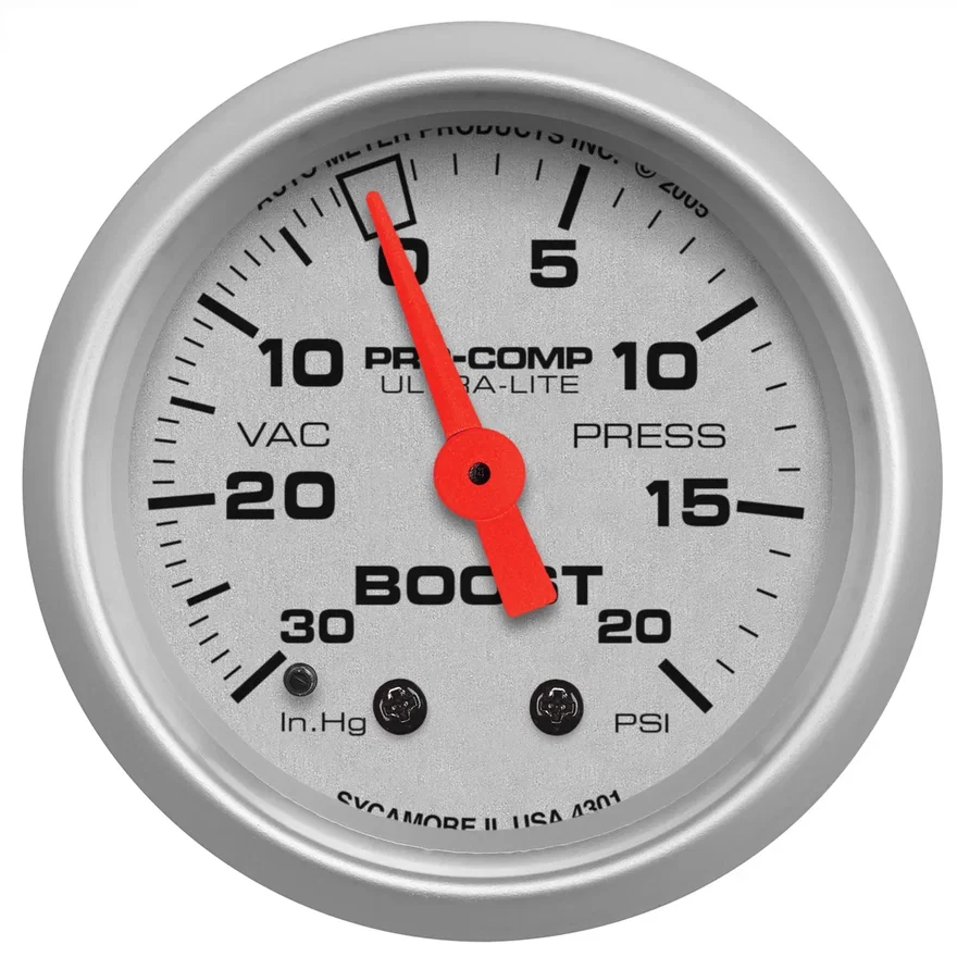 AutoMeter 4301, GAUGE; VAC/BOOST; 2 1/16in.; 30INHG-20PSI; MECHANICAL; ULTRA-LITE