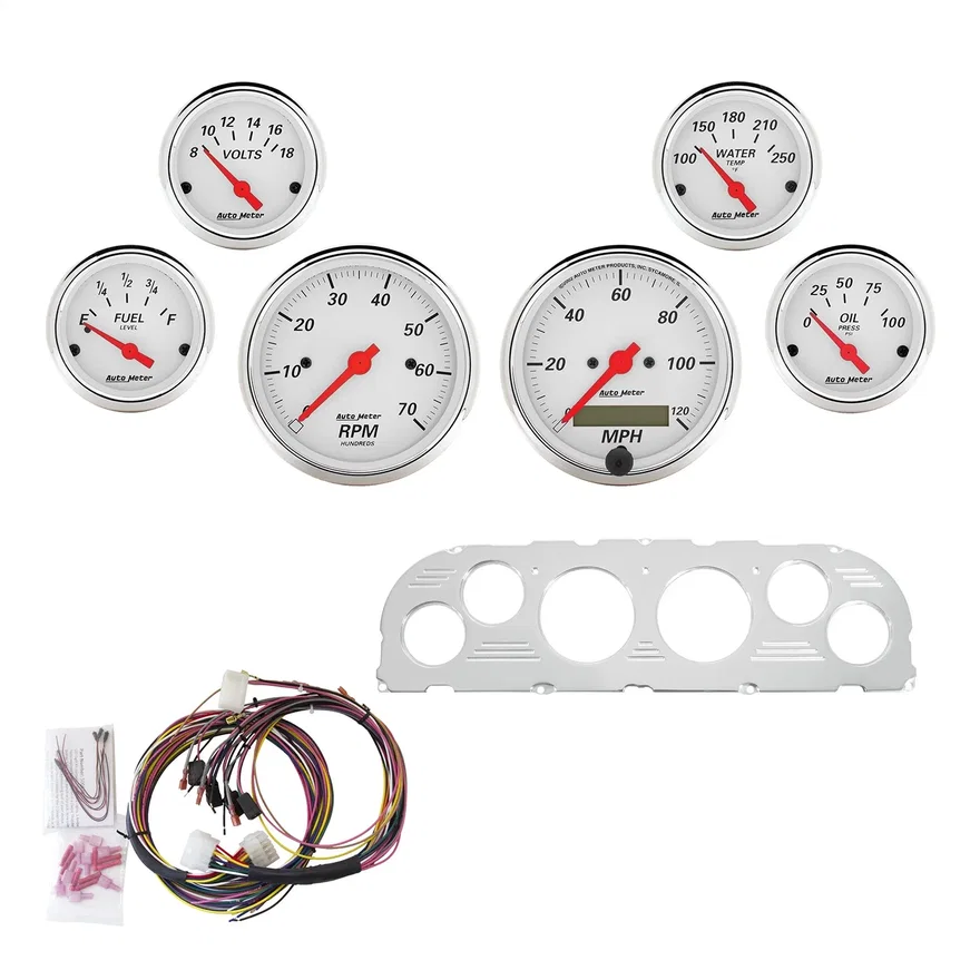 AutoMeter 7047-AW, DIRECT FIT DASH KIT; CHEVY TRUCK 60-63; TACH/MPH/FUEL/OILP/WTMP/VOLT; AW