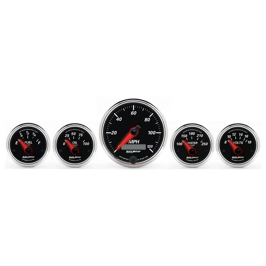 AutoMeter 1201, GAUGE KIT; 5 PC.; 3 3/8in./2 1/16in.; ELEC. SPEEDOMETER; DESIGNER BLACK II
