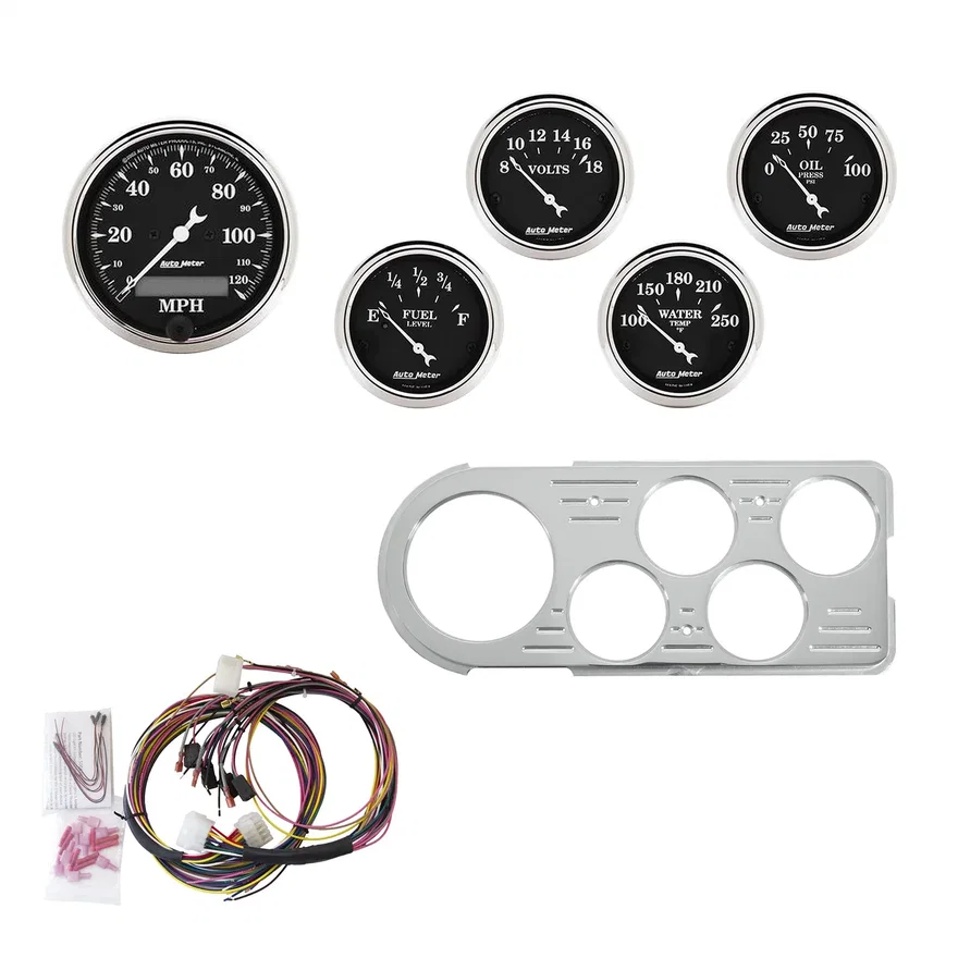 AutoMeter 7046-OTB, DIRECT FIT DASH KIT; FORD TRUCK 48-50; MPH/FUEL/OILP/WTMP/BAT; OTB
