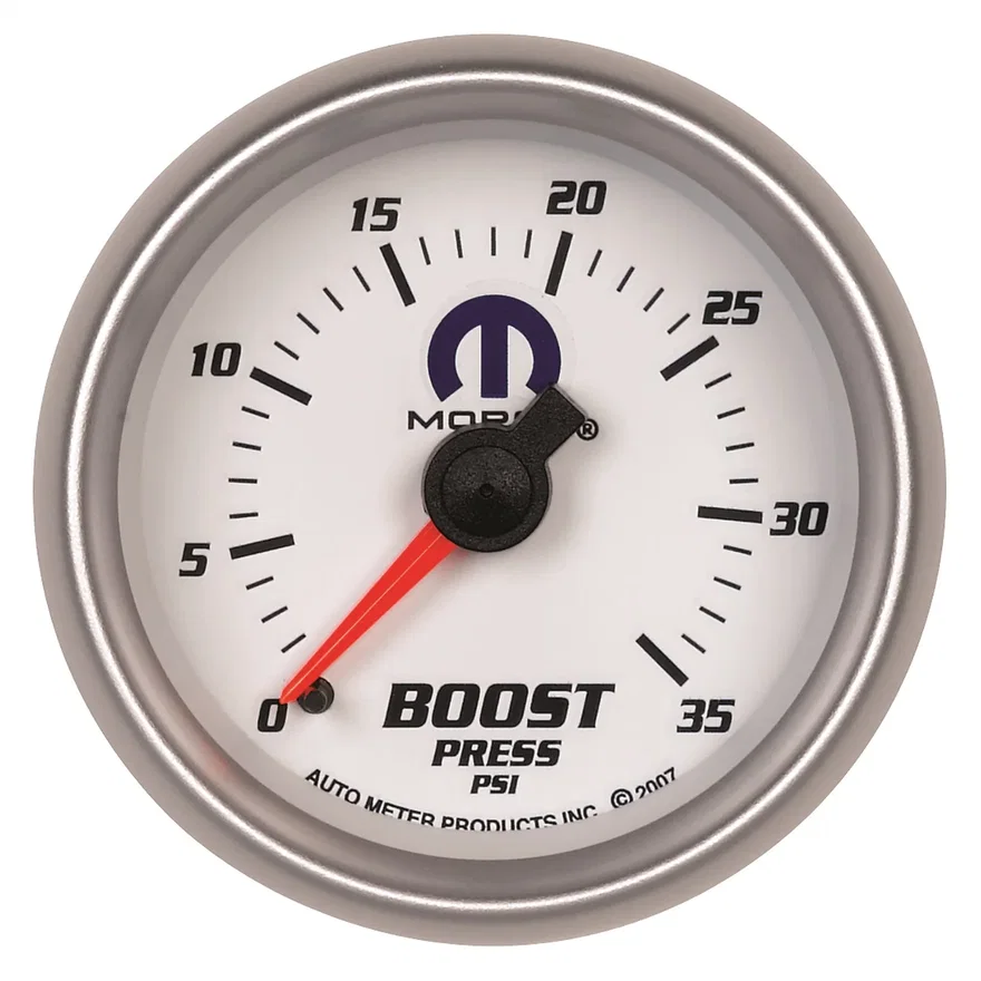 AutoMeter 880025, GAUGE; BOOST; 2 1/16in.; 35PSI; MECHANICAL; WHITE; MOPAR