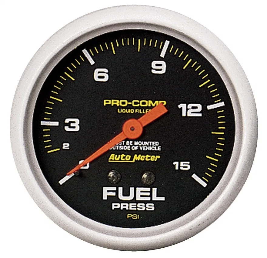 AutoMeter 5411, GAUGE; FUEL PRESS; 2 5/8in.; 15PSI; LIQUID FILLED MECH; PRO-COMP