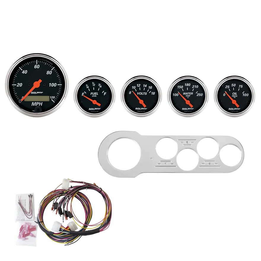AutoMeter 7042-DB, DIRECT FIT DASH KIT; CHEVY CAR 53-54; MPH/FUEL/OILP/WTMP/BAT; DB