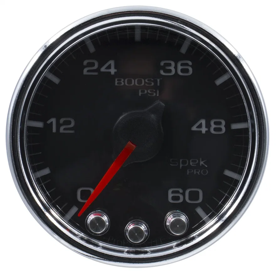 AutoMeter P30431, GAUGE; BOOST; 2 1/16in.; 60PSI; STEPPER MOTOR W/PEAK/WARN; BLK/CHRM; SPEK-PRO