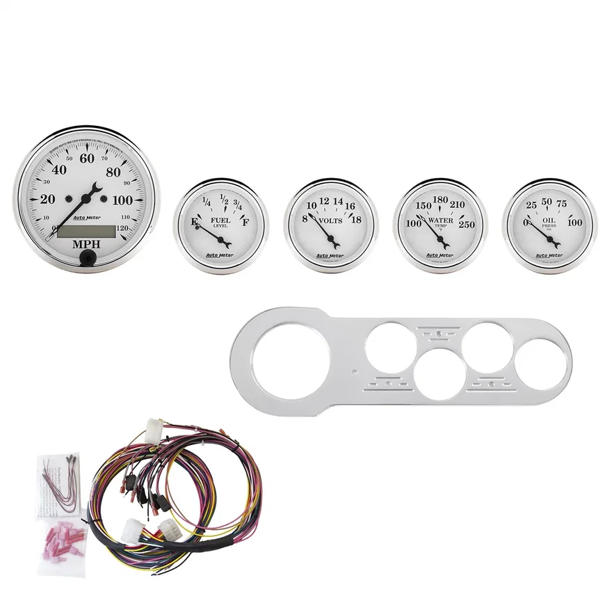 AutoMeter 7042-OTW, DIRECT FIT DASH KIT; CHEVY CAR 53-54; MPH/FUEL/OILP/WTMP/BAT; OTW