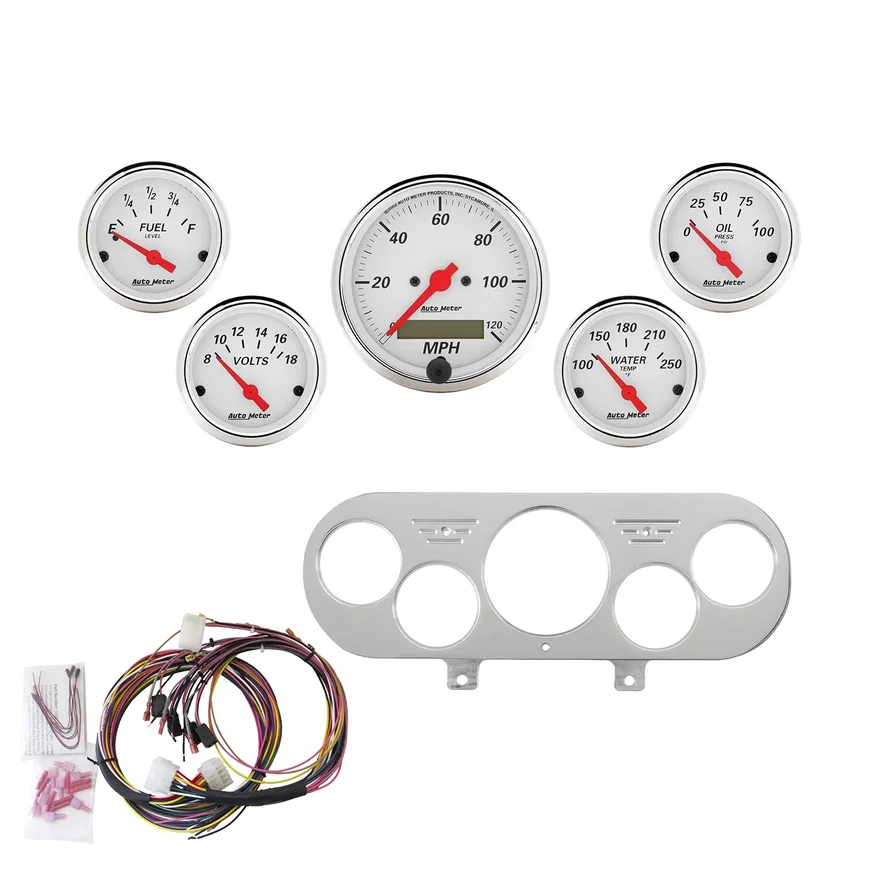 AutoMeter 7044-AW, DIRECT FIT DASH KIT; NOVA 62-65; MPH/FUEL/OILP/WTMP/BAT; AW for Chevrolet Chevy II