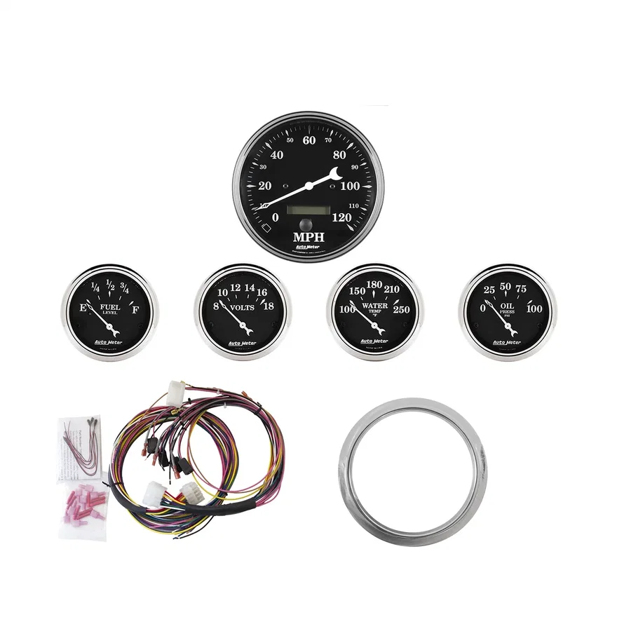 AutoMeter 7034-OTB, DIRECT FIT DASH KIT; CHEVY CAR 59-60; MPH/FUEL/OILP/WTMP/BAT; OTB