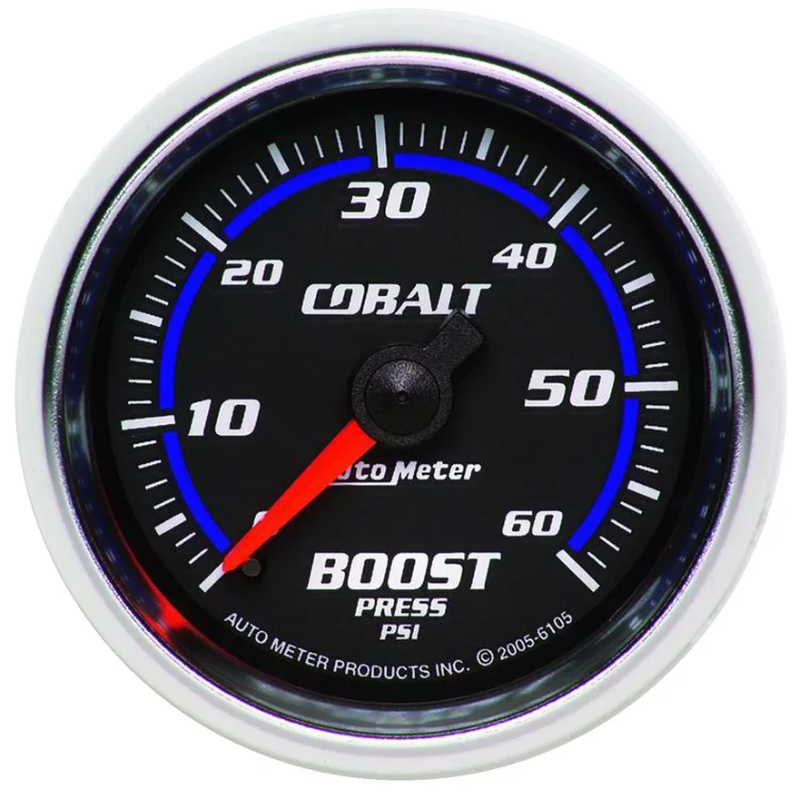 AutoMeter 6105, GAUGE; BOOST; 2 1/16in.; 60PSI; MECHANICAL; COBALT