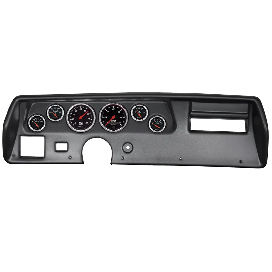 AutoMeter 7026-DB, DIRECT FIT DASH KIT; CHEVELLE/ELCAMINO/MALIBU 70-72; RPM/MPH/FUEL/OILP/WTMP/VOLT for Chevrolet