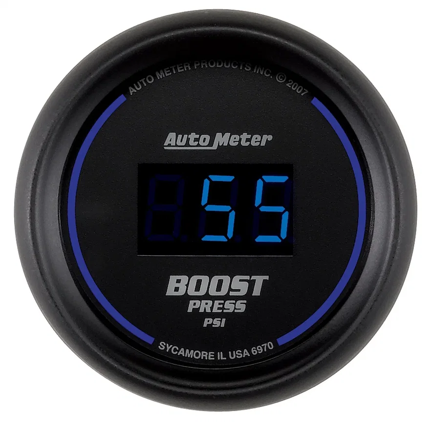 AutoMeter 6970, GAUGE; BOOST; 2 1/16in.; 60PSI; DIGITAL; BLACK DIAL W/BLUE LED