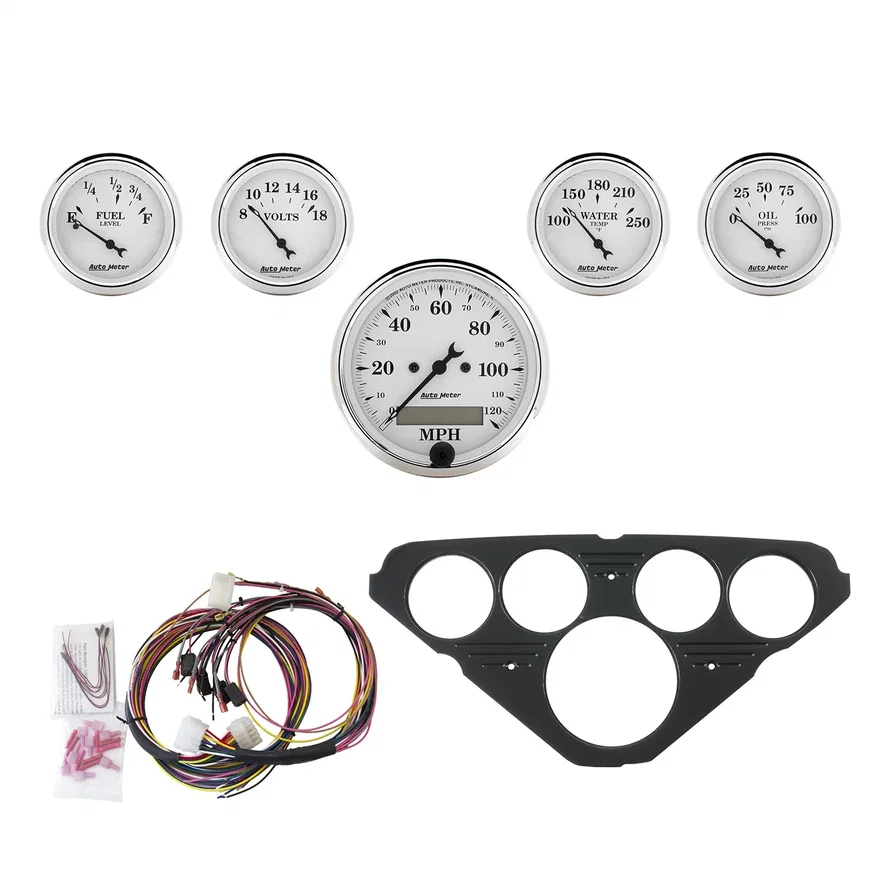 AutoMeter 7049-OTW, DIRECT FIT DASH KIT; CHEVY TRUCK 55-59; MPH/FUEL/OILP/WTMP/BAT; OTW