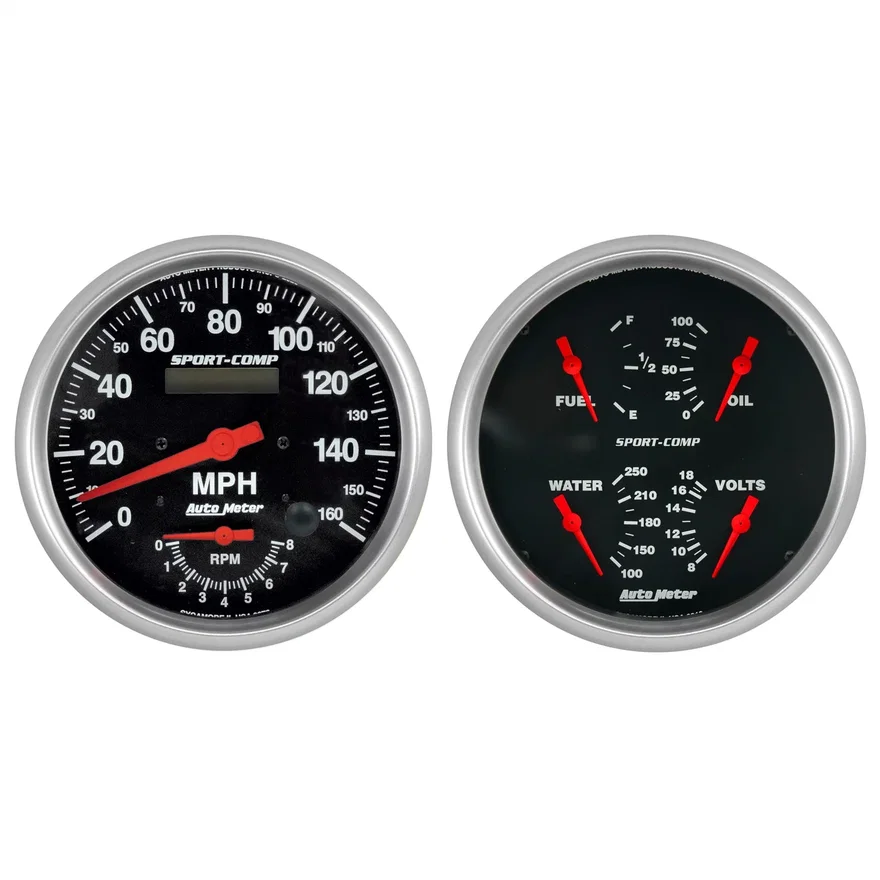 AutoMeter 3505, GAUGE KIT; 2 PC.; QUAD/TACH/SPEEDO; 5in.; SPORT-COMP