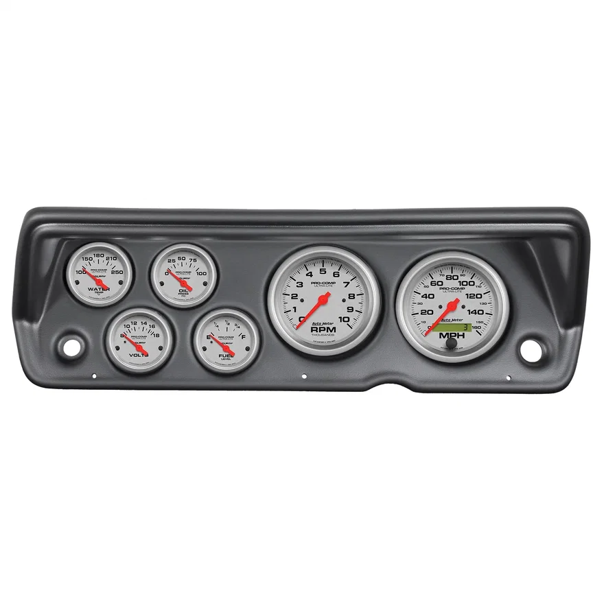 AutoMeter 7031-UL, DIRECT FIT DASH KIT; ABODY/DUSTER/DEMON/DART 70-76; TACH/MPH/FUEL/OILP/WTMP/VOLT