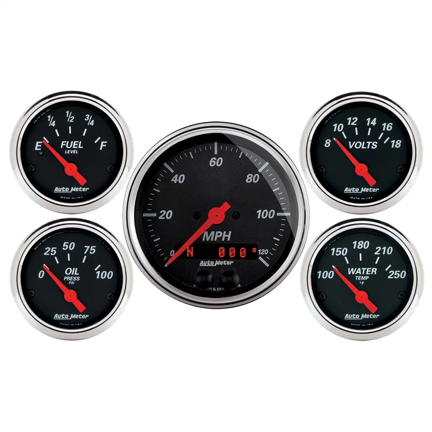 AutoMeter 1450, GAUGE KIT; 5 PC.; 3 3/8in./2 1/16in.; GPS SPEEDOMETER; DESIGNER BLACK