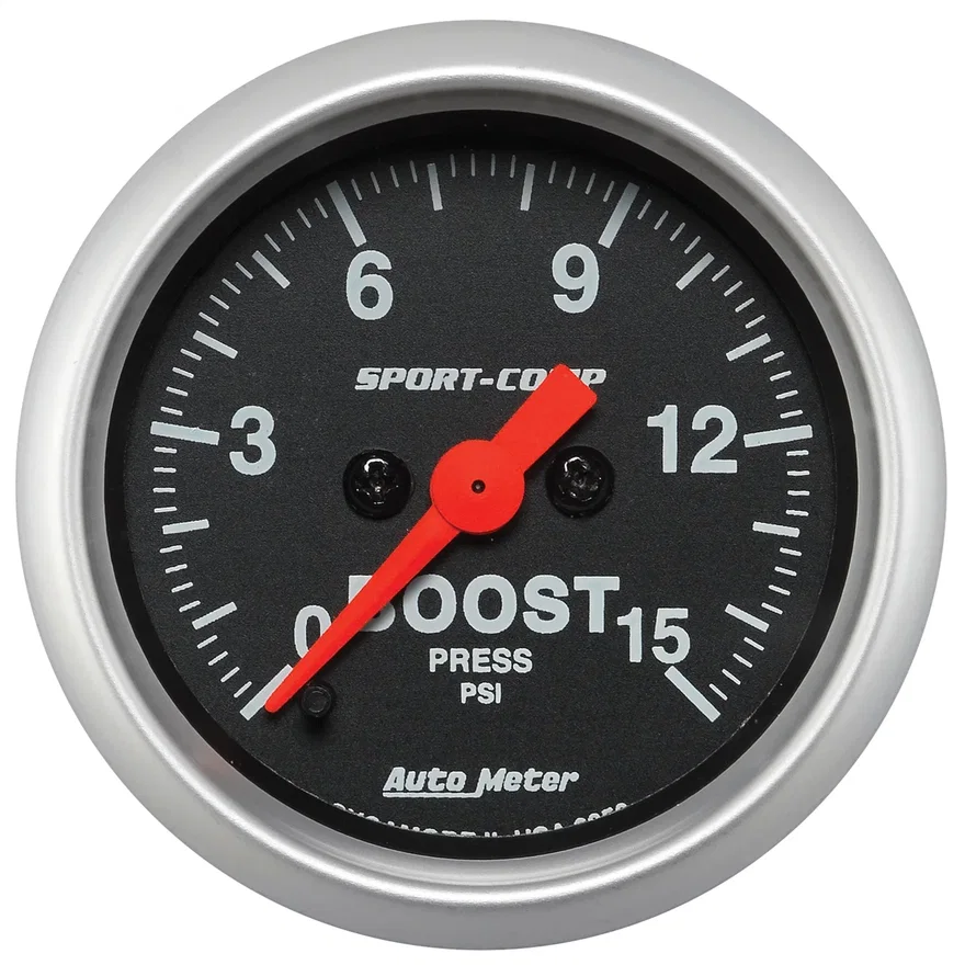 AutoMeter 3350, GAUGE; BOOST; 2 1/16in.; 15PSI; DIGITAL STEPPER MOTOR; SPORT-COMP