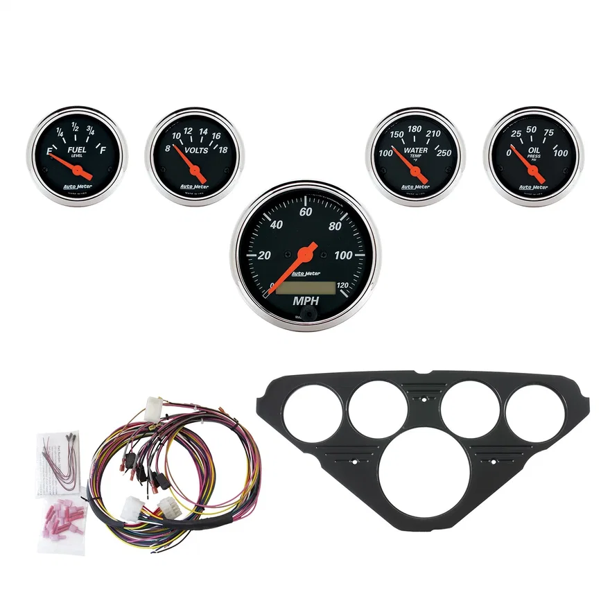 AutoMeter 7049-DB, DIRECT FIT DASH KIT; CHEVY TRUCK 55-59; MPH/FUEL/OILP/WTMP/BAT; DB