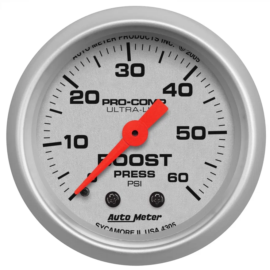 AutoMeter 4305, GAUGE; BOOST; 2 1/16in.; 60PSI; MECHANICAL; ULTRA-LITE