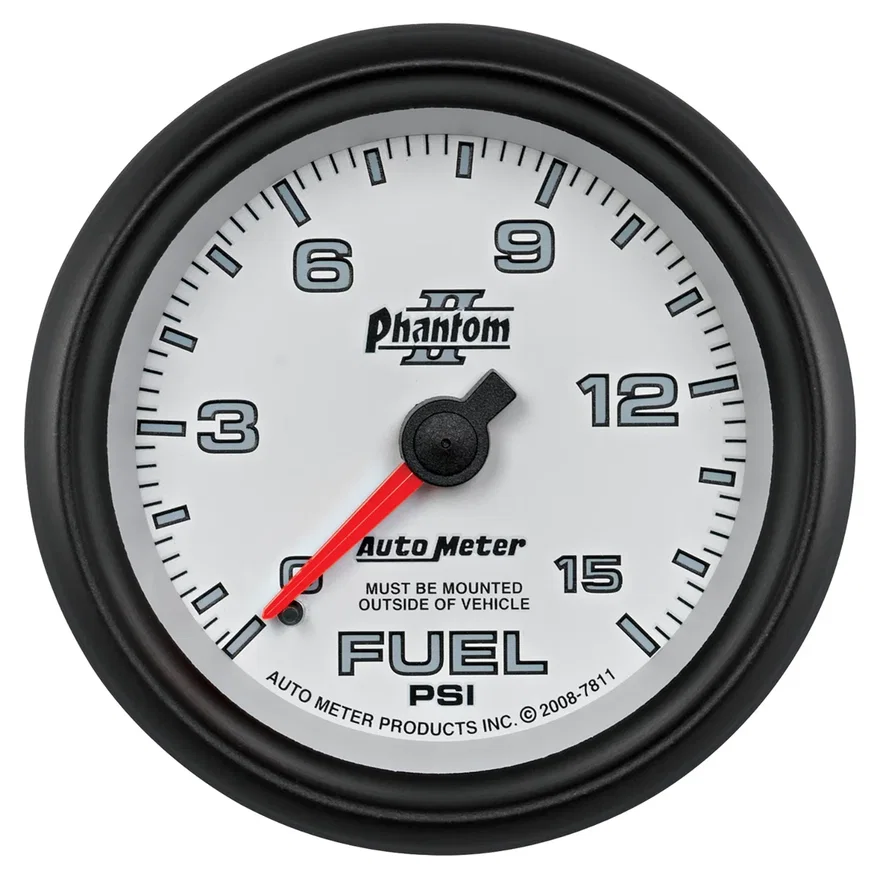 AutoMeter 7811, GAUGE; FUEL PRESSURE; 2 5/8in.; 15PSI; MECHANICAL; PHANTOM II