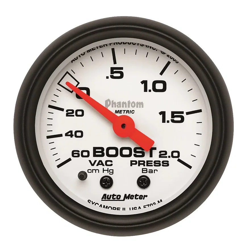 AutoMeter 5703-M, GAUGE; VAC/BOOST; 2 1/16in.; 60CMHG-2.0BAR; MECHANICAL; PHANTOM