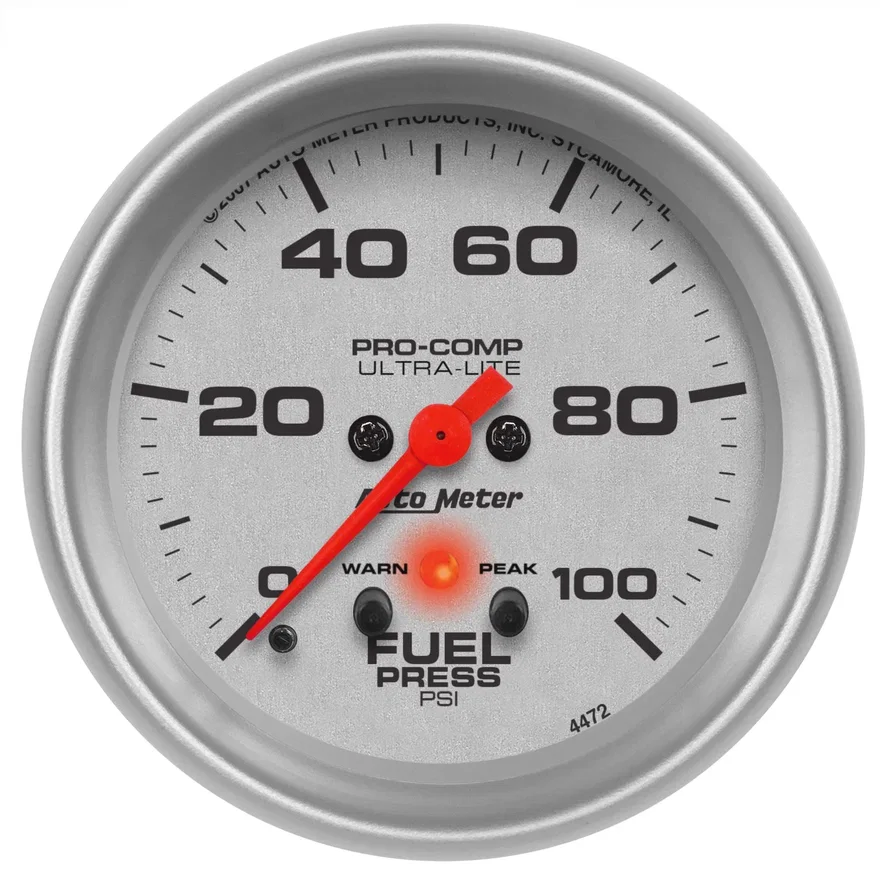 AutoMeter 4472, GAUGE; FUEL PRESS; 2 5/8in.; 100PSI; DIGITAL STEPPER MOTOR W/PK/WRN; ULTRA-LITE