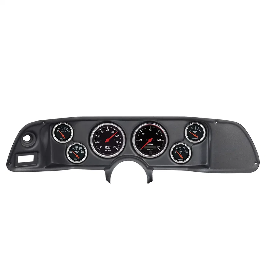 DIRECT FIT DASH KIT; TACH/MPH/FUEL/OILP/WTMP/VOLT; DESIGNER BLACK for 1970-1978 Chevrolet Camaro