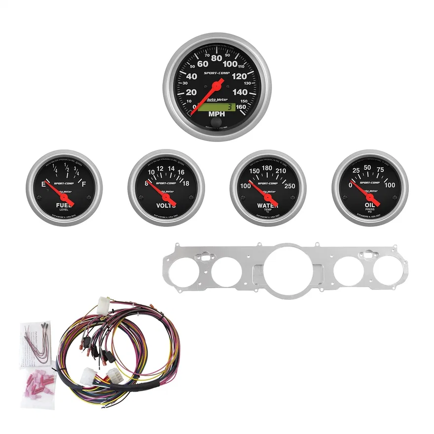 AutoMeter 7035-SC, DIRECT FIT DASH KIT; MUSTANG 65-66; MPH/FUEL/OILP/WTMP/BAT; SC