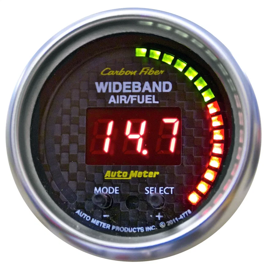 AutoMeter 4778, GAUGE; AIR/FUEL RATIO-PRO; 2 1/16in.; 10:1-20:1; DIGITAL W/PK/WRN; CARBON FIBER