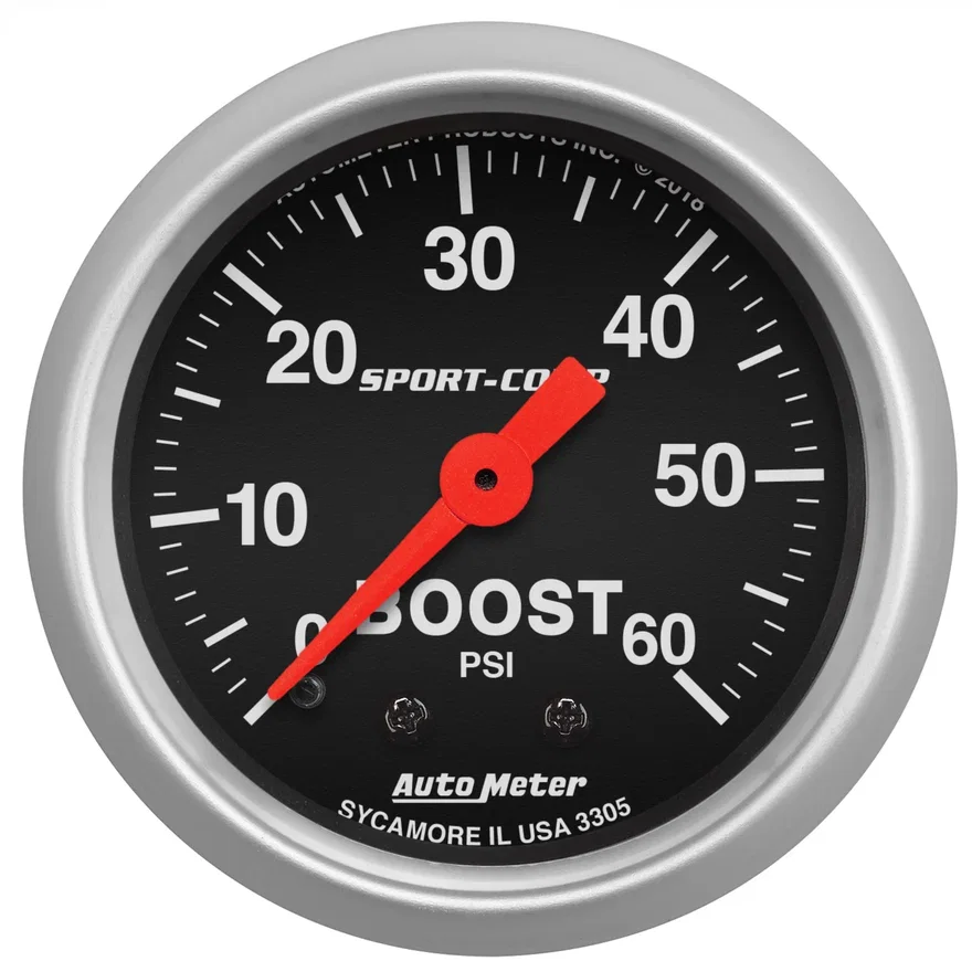 AutoMeter 3305, GAUGE; BOOST; 2 1/16in.; 60PSI; MECHANICAL; SPORT-COMP