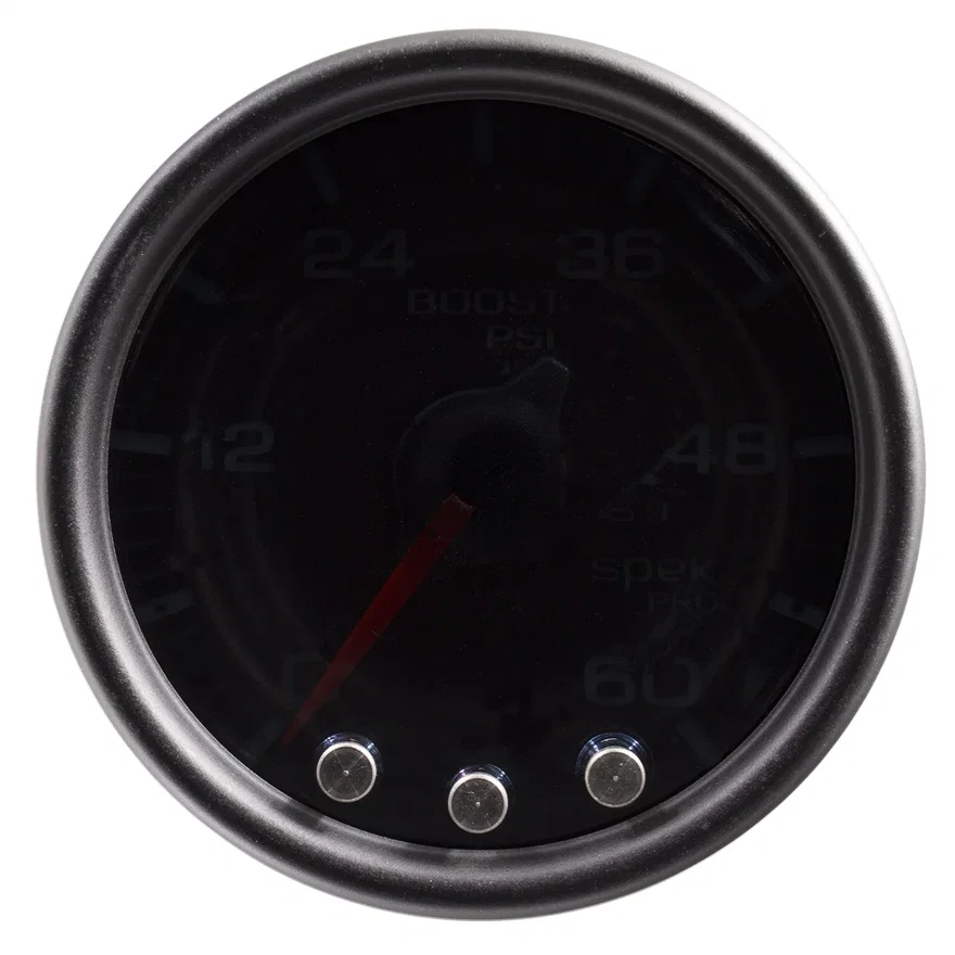 AutoMeter P30452, GAUGE; BOOST; 2 1/16in.; 60PSI; STEPPER MOTOR W/PEAK/WARN; BLK/SMOKE/BLACK; SPEK