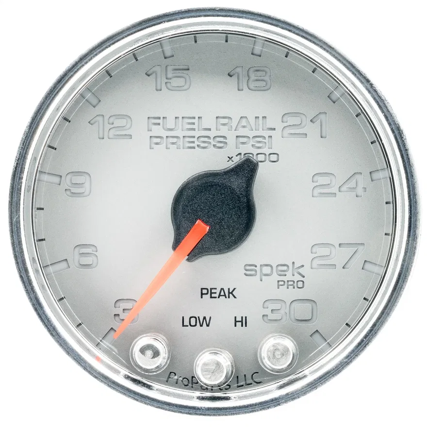 AutoMeter P32121, GAUGE; RAIL PRESS; 2 1/16in.; 30KPSI; STEPPER MOTOR W/PEAK/WARN; SLVR/CHRM; SPEK