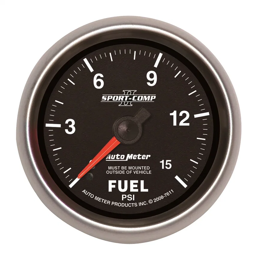 AutoMeter 7611, GAUGE; FUEL PRESSURE; 2 5/8in.; 15PSI; MECHANICAL; SPORT-COMP II