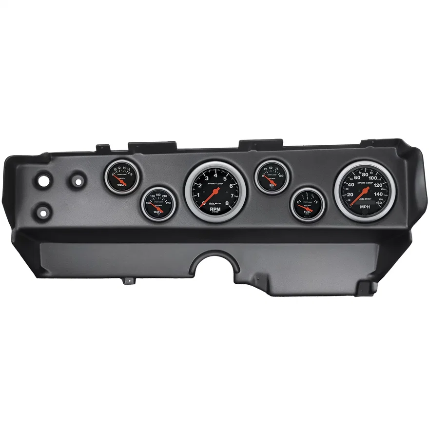 AutoMeter 7029-SC, DIRECT FIT DASH KIT; EBODY/CUDA/CHALLENGER 70-74; TACH/MPH/FUEL/OILP/WTMP/VOLT;