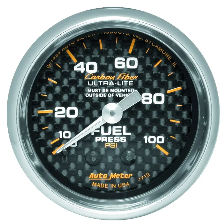AutoMeter 4712, GAUGE; FUEL PRESSURE; 2 1/16in.; 100PSI; MECHANICAL; CARBON FIBER