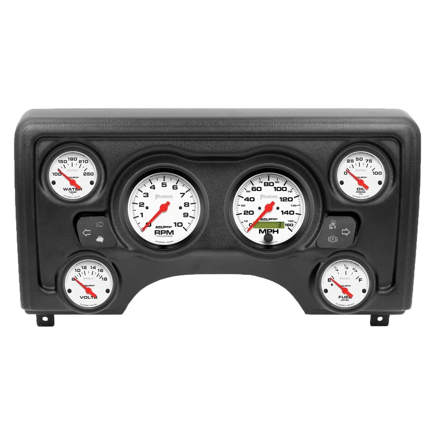 DIRECT FIT DASH KIT; (3 3/8in. X2; 2 1/16in. X4) PHANTOM for 1997-2006 Jeep TJ and Wrangler