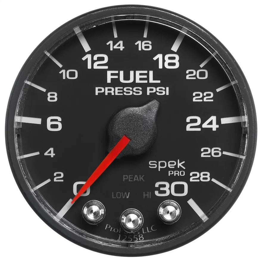 AutoMeter P316328, GAUGE; FUEL PRESS; 2 1/16in.; 30PSI; STEPPER MOTOR W/PEAK/WARN; BLK/BLK; SPEK