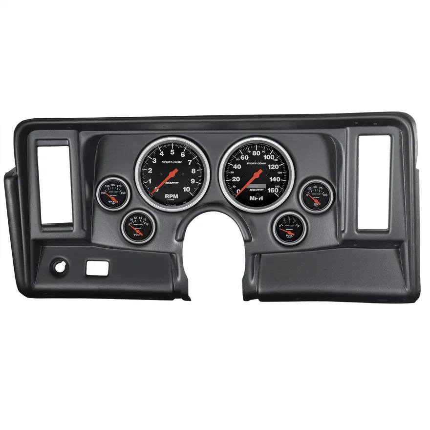 AutoMeter 7024-SC, DIRECT FIT DASH KIT; NOVA 69-76; TACH/MPH/FUEL/OILP/WTMP/VOLT; SPORT-COMP
