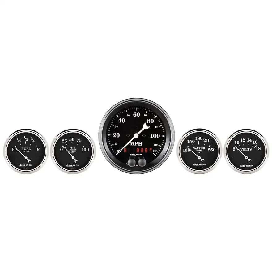 AutoMeter 1750, GAUGE KIT; 5 PC.; 3 3/8in./2 1/16in.; GPS SPEEDOMETER; OLD TYME BLACK