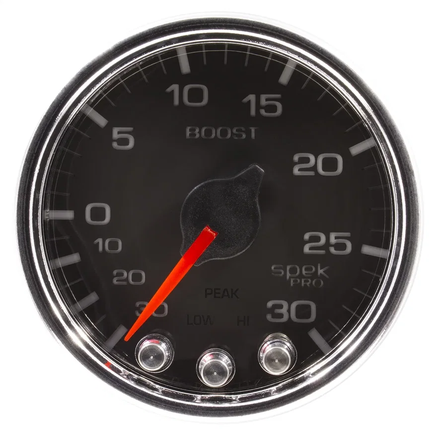 AutoMeter P30231, GAUGE; VAC/BOOST; 2 1/16in.; 30INHG-30PSI; STEPPER MTR W/PK/WRN; BLK/CHRME; SPEK