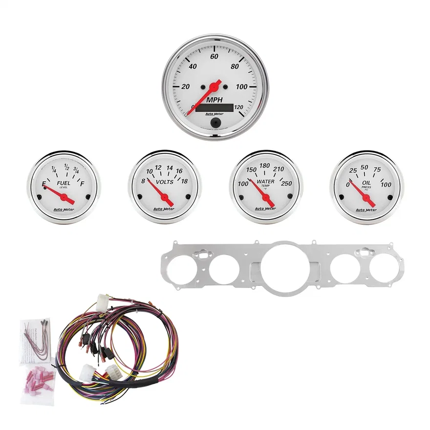 AutoMeter 7035-AW, DIRECT FIT DASH KIT; MUSTANG 65-66; MPH/FUEL/OILP/WTMP/BAT; AW