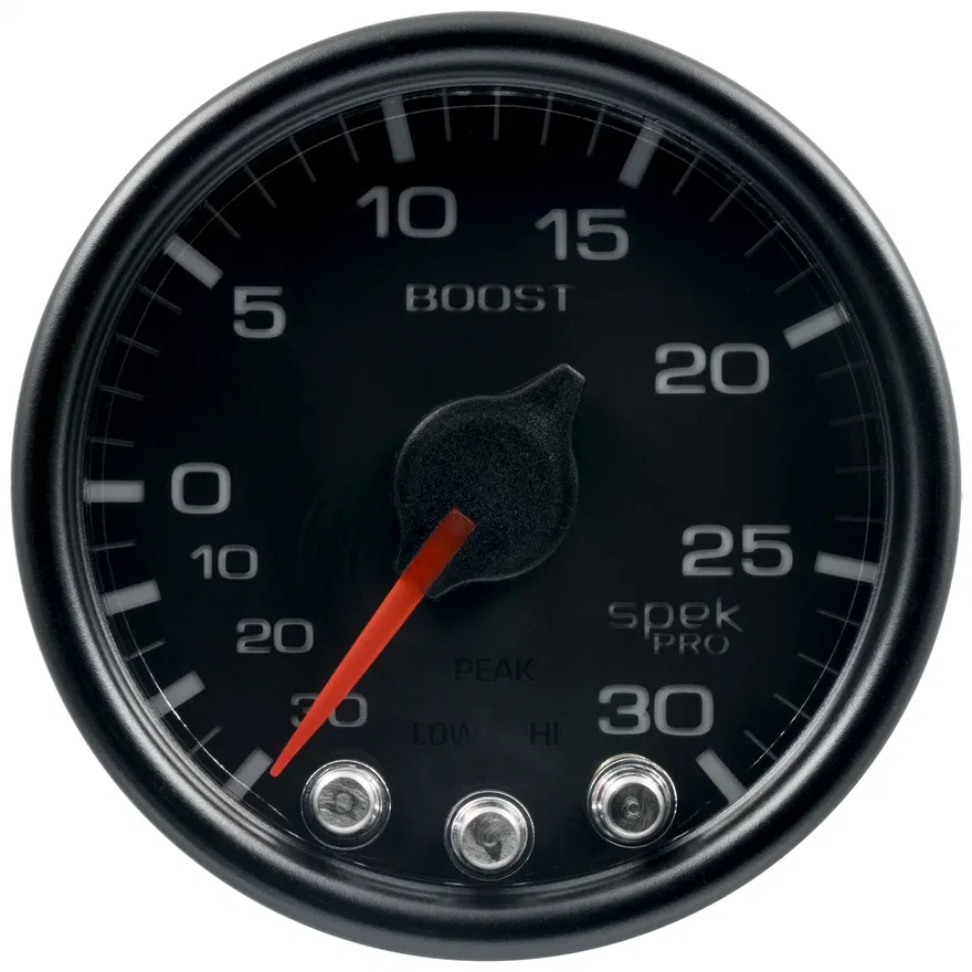 AutoMeter P30232, GAUGE; VAC/BOOST; 2 1/16in.; 30INHG-30PSI; STEPPER MOTOR W/PK/WRN; BLK/BLK; SPEK