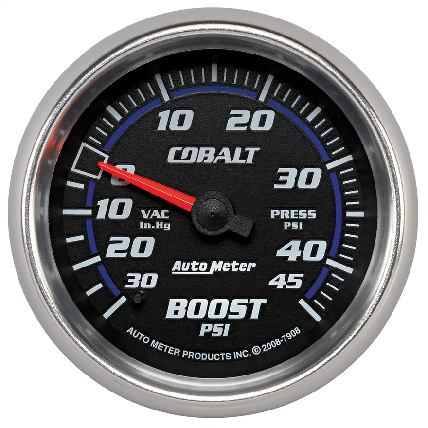 AutoMeter 7908, GAUGE; VAC/BOOST; 2 5/8in.; 30INHG-45PSI; MECHANICAL; COBALT