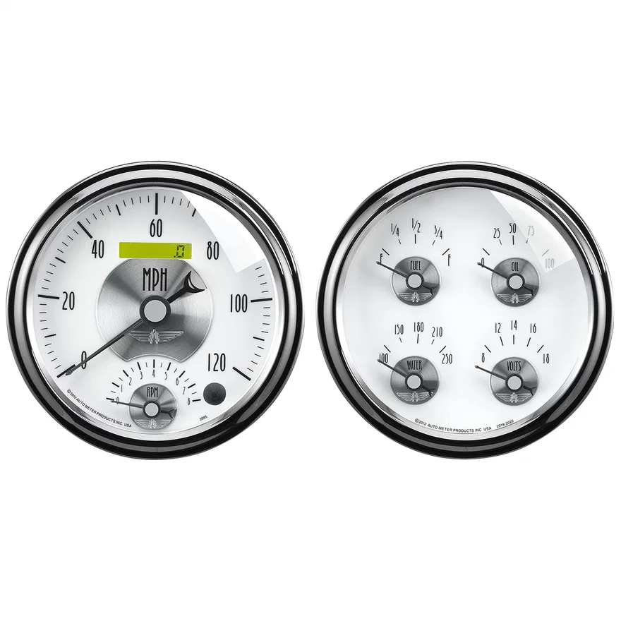 AutoMeter 2008, GAUGE KIT; 2 PC.; QUAD/TACH/SPEEDO; 5in.; PRESTIGE PEARL