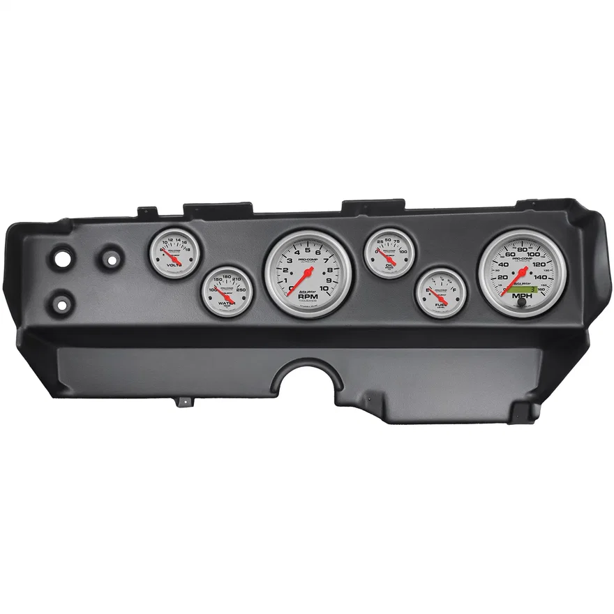 AutoMeter 7029-UL, DIRECT FIT DASH KIT; EBODY/CUDA/CHALLENGER 70-74; TACH/MPH/FUEL/OILP/WTMP/VOLT;