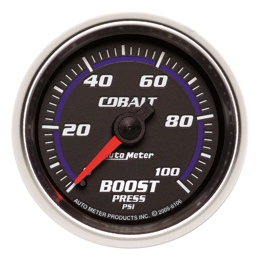 AutoMeter 6106, GAUGE; BOOST; 2 1/16in.; 100PSI; MECHANICAL; COBALT