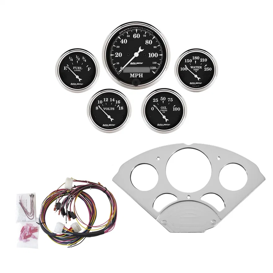 AutoMeter 7033-OTB, DIRECT FIT DASH KIT; CHEVY CAR 55-56; MPH/FUEL/OILP/WTMP/BAT; OTB